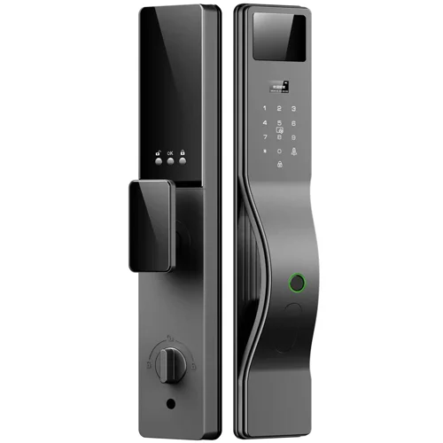 Automatic fingerprint door lock with motorized deadbolt, auto-locking feature for keyless security