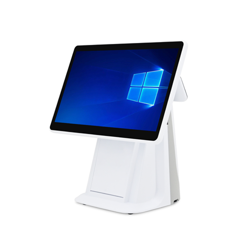 ultra-thin fanless POS terminal with true-flat touchscreen, built-in printer, and Intel Core i5 for retail and restaurant checkout