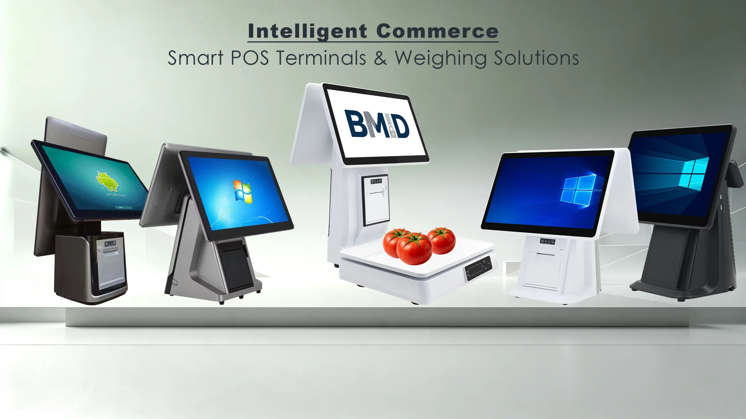 Home smart POS terminals and POS weighing scale solutions for retail intelligent commerce, Windows & Android cash registers